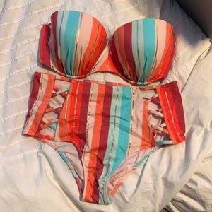Shade & Shore stripe bikini set